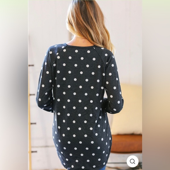 Black French Terry Polkadot Top - Picture 8 of 8